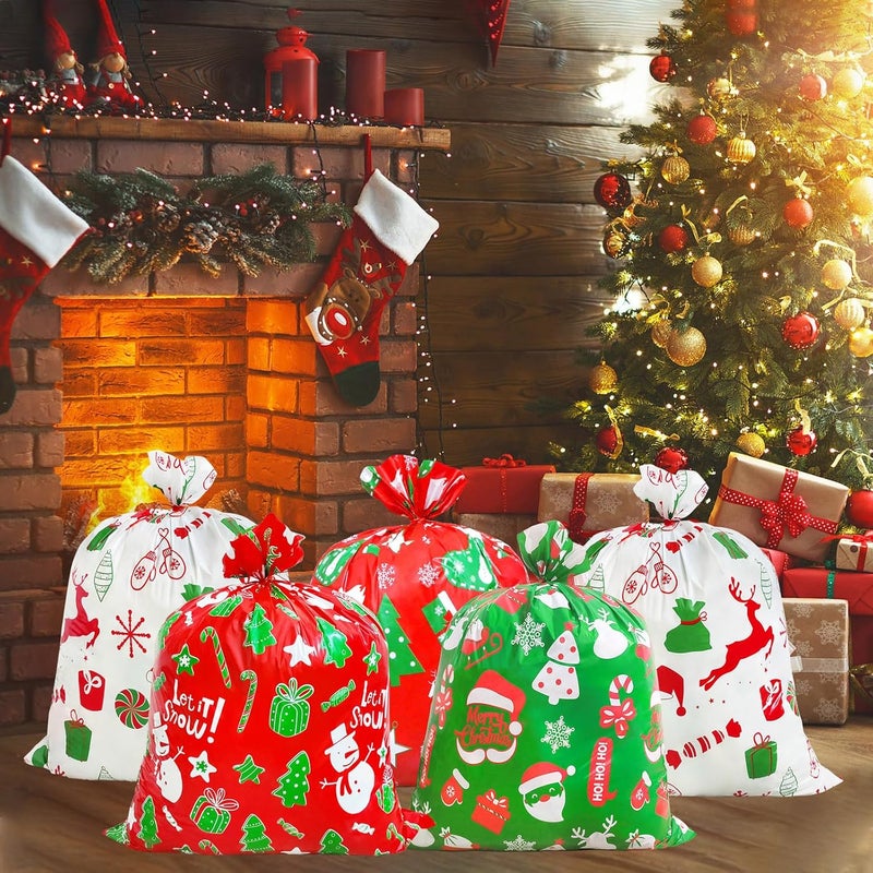 ZMCINER 8 PCS Large Christmas Gift Bags Jumbo Gift Bag Oversized Size 44” X 36” for Xmas Parties Giving, Oversize Xmas Gifts, Heavy Duty Bags, Christmas Goodie Large Bags - Image 4